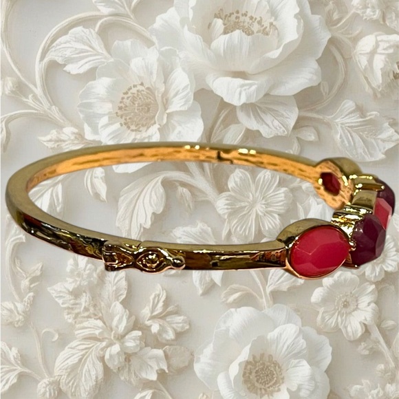 Kate Spade New York Faceted Floral Pink & Purple Bangle Bracelet EUC - Picture 4 of 6